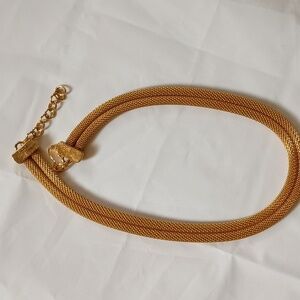 Monet Elegant Snake Mesh Necklace double- Plate Gold Tone. 70s VTG RARE! MINT